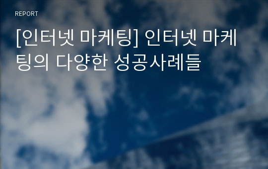 [인터넷 마케팅] 인터넷 마케팅의 다양한 성공사례들