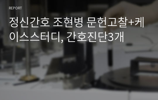 정신간호 조현병 문헌고찰+케이스스터디, 간호진단3개
