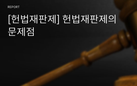 [헌법재판제] 헌법재판제의 문제점