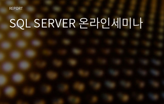 SQL SERVER 온라인세미나