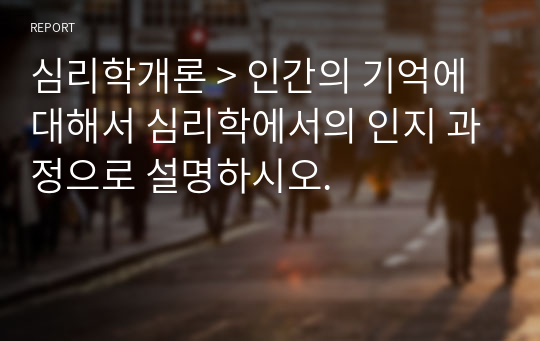 심리학개론 &gt; 인간의 기억에 대해서 심리학에서의 인지 과정으로 설명하시오.