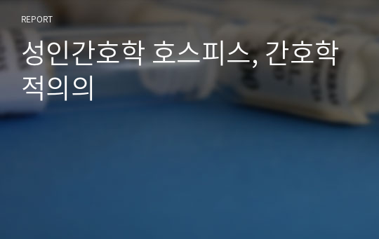 성인간호학 호스피스, 간호학적의의