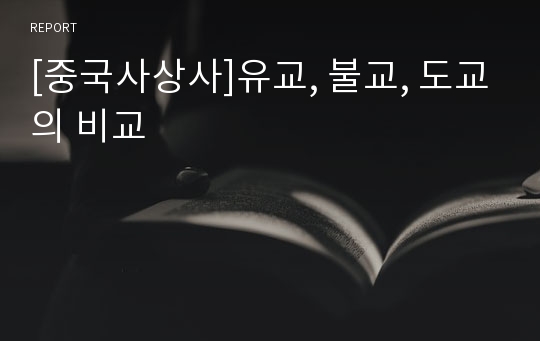 [중국사상사]유교, 불교, 도교의 비교