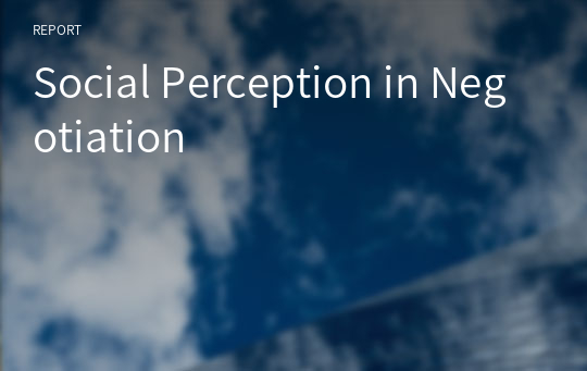 Social Perception in Negotiation