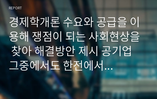 경제학개론 수요 공급 쟁점 사회현상 찾아 해결방안 제시 공기업 한전 국유화 사유화 논쟁