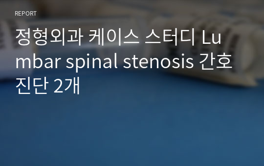 정형외과 케이스 스터디 Lumbar spinal stenosis 간호진단 2개