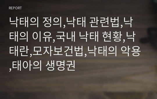 낙태의 정의,낙태 관련법,낙태의 이유,국내 낙태 현황,낙태란,모자보건법,낙태의 악용,태아의 생명권