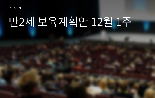 만2세 보육계획안 12월 1주