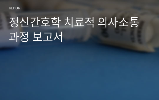 정신간호학 치료적 의사소통 과정 보고서