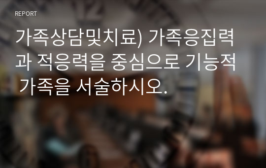 가족상담및치료) 가족응집력과 적응력을 중심으로 기능적 가족을 서술하시오.