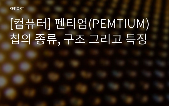 [컴퓨터] 펜티엄(PEMTIUM)칩의 종류, 구조 그리고 특징