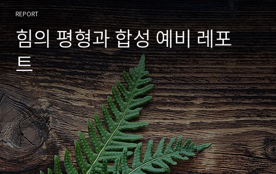 힘의 평형과 합성 예비 레포트