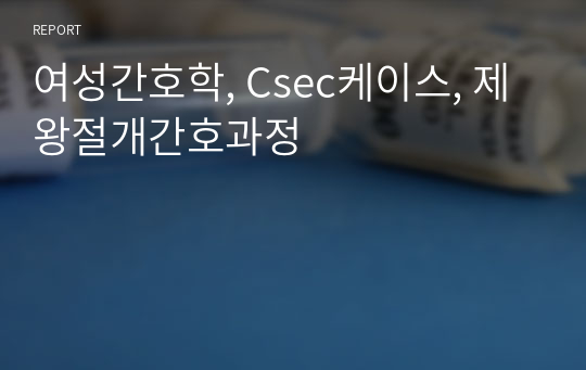 여성간호학, Csec케이스, 제왕절개간호과정