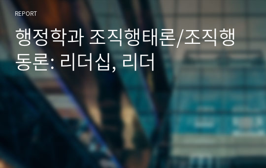 행정학과 조직행태론/조직행동론: 리더십, 리더