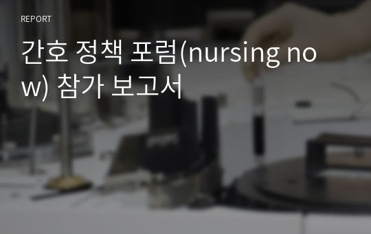 간호 정책 포럼(nursing now) 참가 보고서