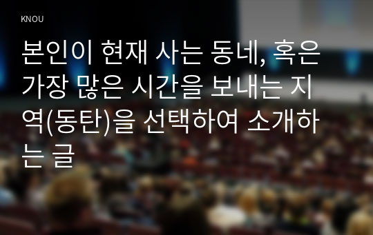 본인이 현재 사는 동네, 혹은 가장 많은 시간을 보내는 지역(동탄)을 선택하여 소개하는 글