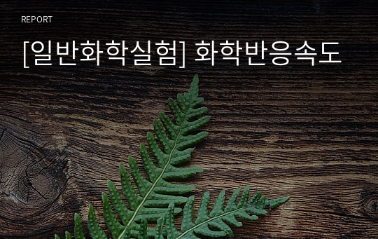 [일반화학실험] 화학반응속도