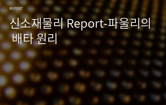 신소재물리 Report-파울리의 배타 원리