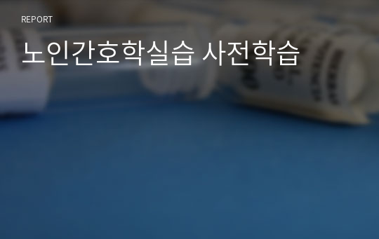 노인간호학실습 사전학습