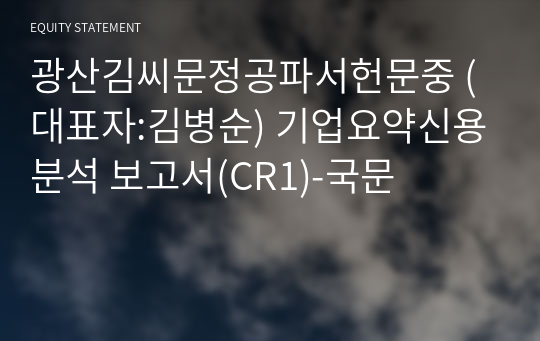 광산김씨문정공파서헌문중 기업요약신용분석 보고서(CR1)-국문