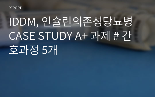 IDDM, 인슐린의존성당뇨병 CASE STUDY A+ 과제 # 간호과정 5개