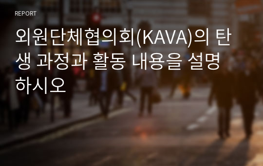 외원단체협의회(KAVA)의 탄생 과정과 활동 내용을 설명하시오