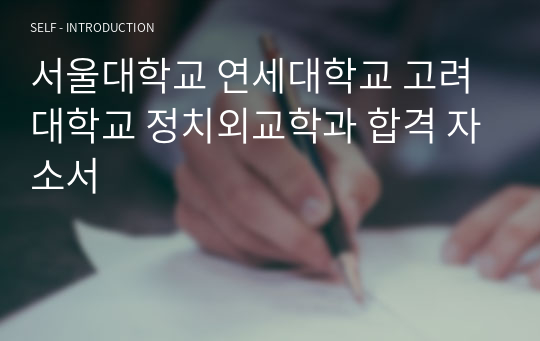 서울대, 연세대, 고려대 정치외교학과 합격 자기소개서 (2020학년도 대입)