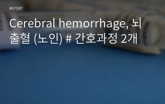Cerebral hemorrhage, 뇌출혈 (노인) # 간호과정 2개