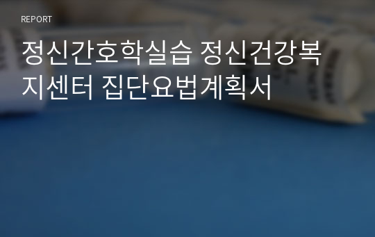 정신간호학실습 정신건강복지센터 집단요법계획서