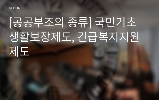 [공공부조의 종류] 국민기초생활보장제도, 긴급복지지원제도