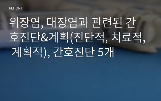 위장염, 대장염과 관련된 간호진단&amp;계획(진단적, 치료적, 계획적), 간호진단 5개