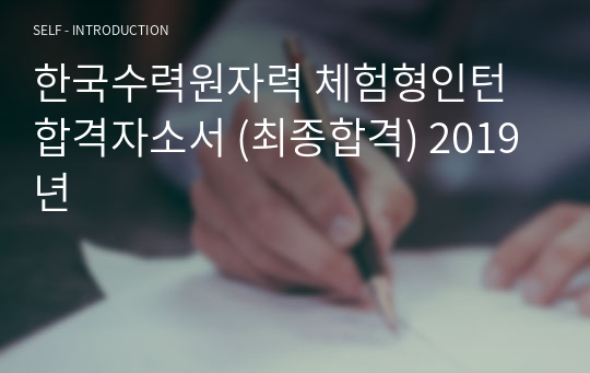 한국수력원자력 체험형인턴 합격자소서 (최종합격) 2019년