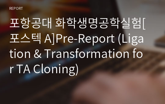 포항공대 화학생명공학실험[포스텍 A]Pre-Report (Ligation &amp; Transformation for TA Cloning)