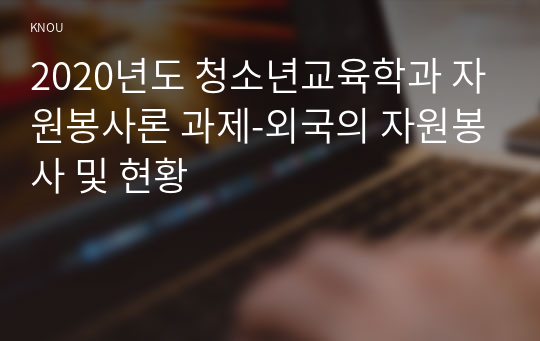 2020년도 청소년교육학과 자원봉사론 과제-외국의 자원봉사 및 현황