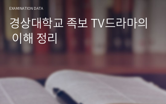 경상대학교 족보 TV드라마의 이해 정리