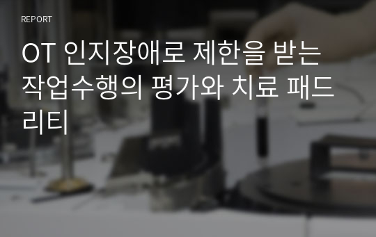 OT 인지장애로 제한을 받는 작업수행의 평가와 치료 패드리티