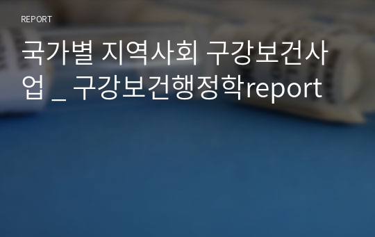국가별 지역사회 구강보건사업 _ 구강보건행정학report