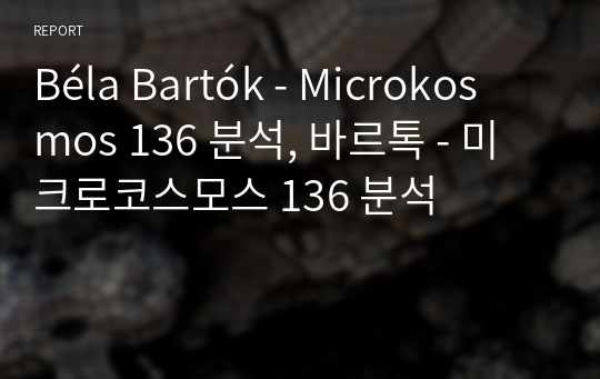 바르톡 - 미크로코스모스 136 분석(A+받은 리포트)