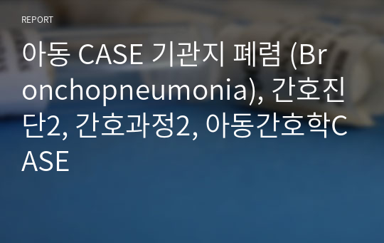 아동 CASE 기관지 폐렴 (Bronchopneumonia), 간호진단2, 간호과정2, 아동간호학CASE