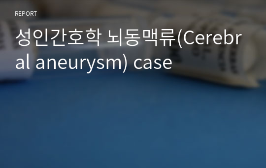 성인간호학 뇌동맥류(Cerebral aneurysm) case