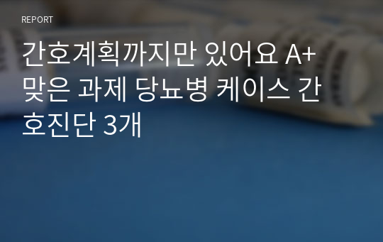 간호계획까지만 있어요 A+ 맞은 과제 당뇨병 케이스 간호진단 3개