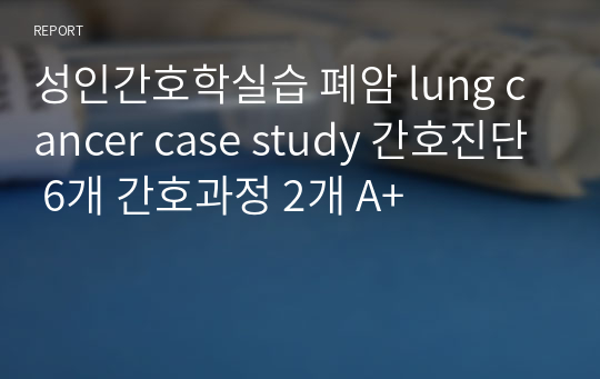 성인간호학실습 폐암 lung cancer case study 간호진단 6개 간호과정 2개 A+