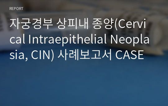 자궁경부 상피내 종양(Cervical Intraepithelial Neoplasia, CIN) 사례보고서 CASE