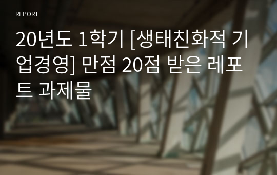 20년도 1학기 [생태친화적 기업경영] 만점 20점 받은 레포트 과제물