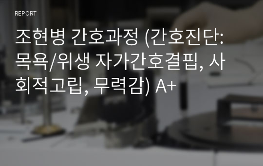 조현병 간호과정 (간호진단: 목욕/위생 자가간호결핍, 사회적고립, 무력감) A+