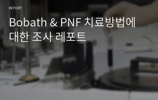 Bobath &amp; PNF 치료방법에 대한 조사 레포트