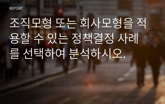 조직모형 또는 회사모형을 적용할 수 있는 정책결정 사례를 선택하여 분석하시오.