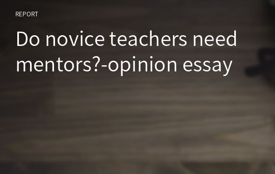Do novice teachers need mentors?-opinion essay