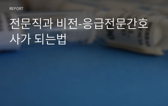 전문직과 비전-응급전문간호사가 되는법