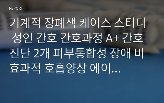 기계적 장폐색 케이스 스터디 성인 간호 간호과정 A+ 간호진단 2개 피부통합성 장애 비효과적 호흡양상 에이쁠 받은 과제